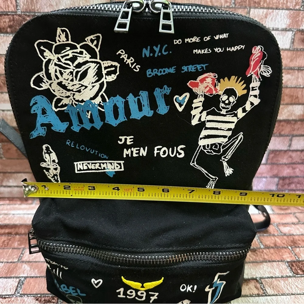 ZADIG & VOLTAIRE Black Graphic Men's Backpack RARE